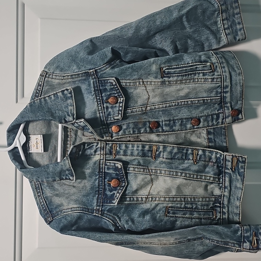 Girl's Denim Jacket With Embroidery. GIRLS SIZE M Little Miss Flower Girl